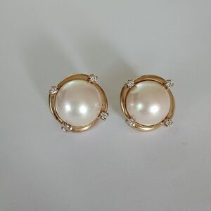 925 Majorica Pearl/Cubic Zirconia Earrings 13.21g